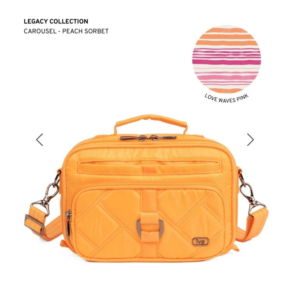 Lug Legacy Collection Carousel Crossbody Bag In Peach Sorbet.